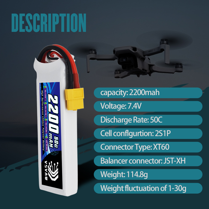 VSVAW 7.4V 2200mah 2S Drone Li - Drone Racing Battery incelemesi ve fiyatı