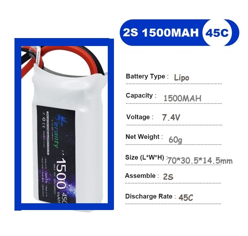 2PCS 7.4V Lipo 2S Battery 1500 - Drone Racing Battery incelemesi ve fiyatı