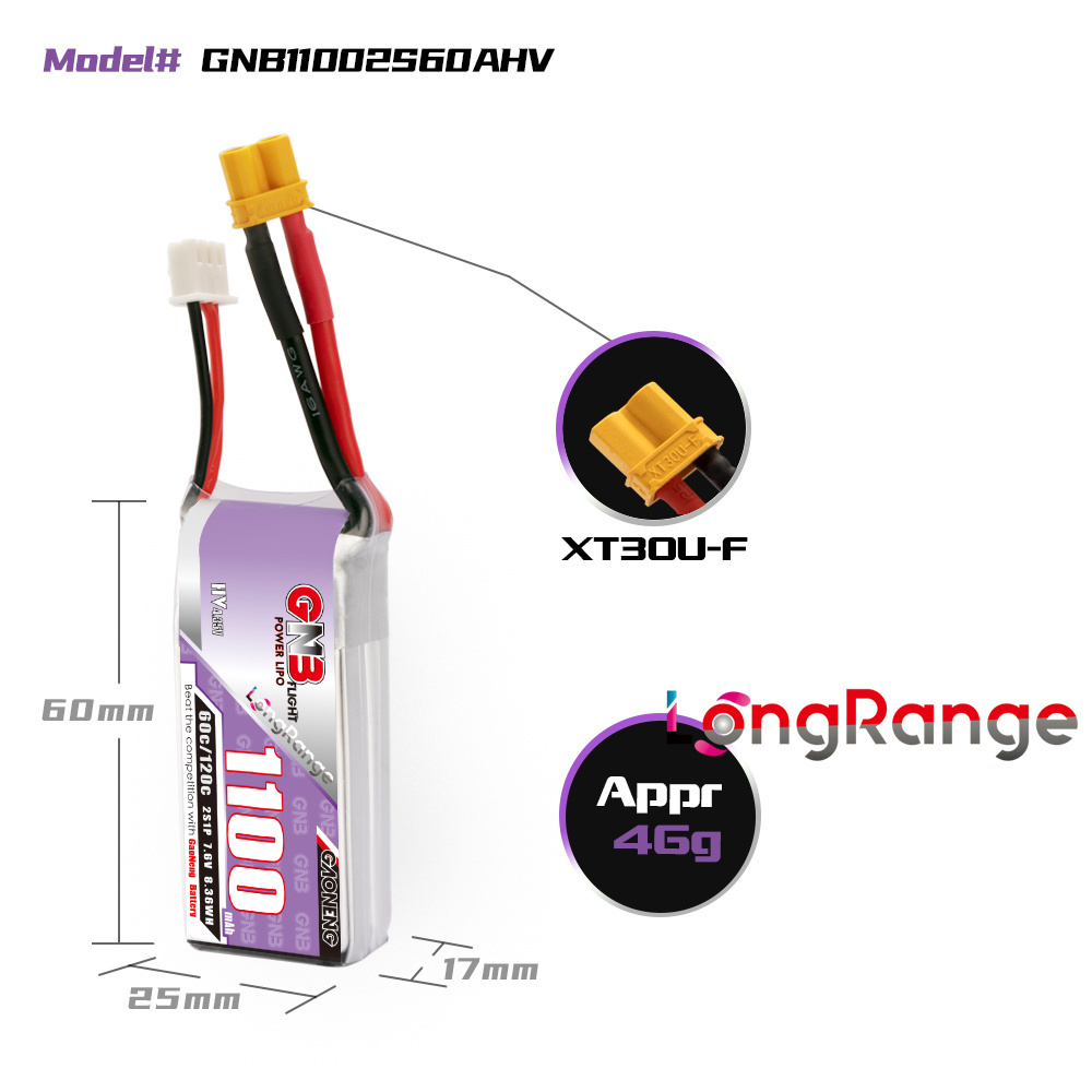 GNB 1100mAh 2S 3S 4S 6S 60C/12 - Drone Racing Battery incelemesi ve fiyatı