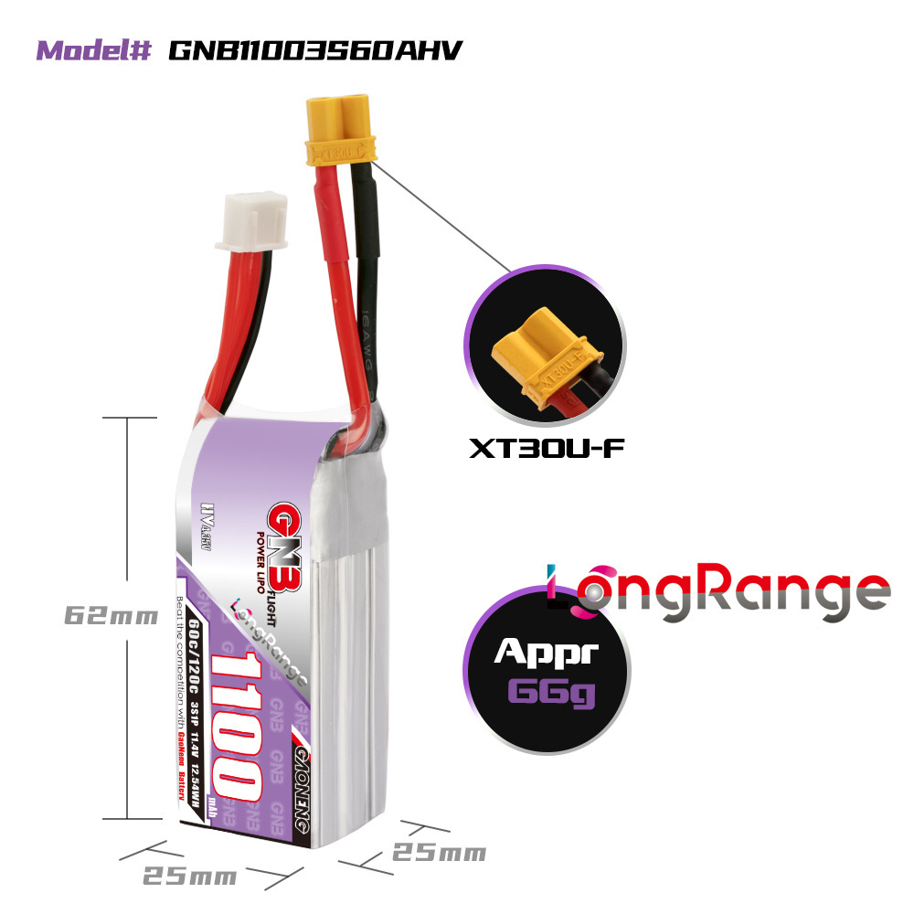 GNB 1100mAh 2S 3S 4S 6S 60C/12 - Drone Racing Battery incelemesi ve fiyatı