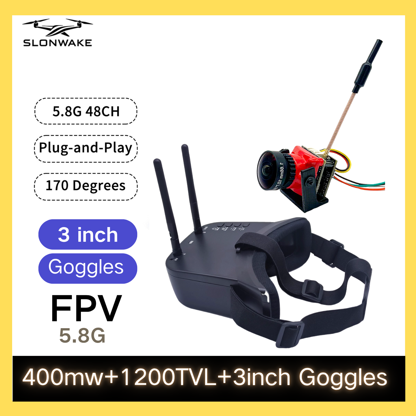 SLONWAKE 5.8G 48CH FPV 400mw V - Drone Racing Receiver incelemesi ve fiyatı